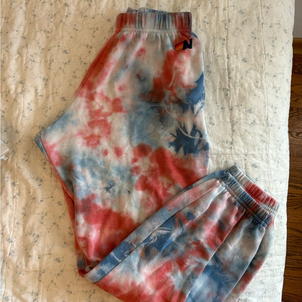 Aviator Nation Red and Blue Tie-Dye Sweatpants